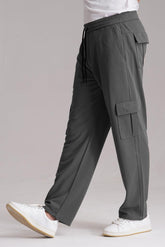 6 Pocket Loose Trouser - Charcoal - Drizzle.pk